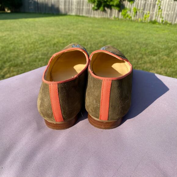 C. Wonder Zebra Embroidered Suede Flats Olive Green Orange Women's size 6.5 - Picture 3 of 11